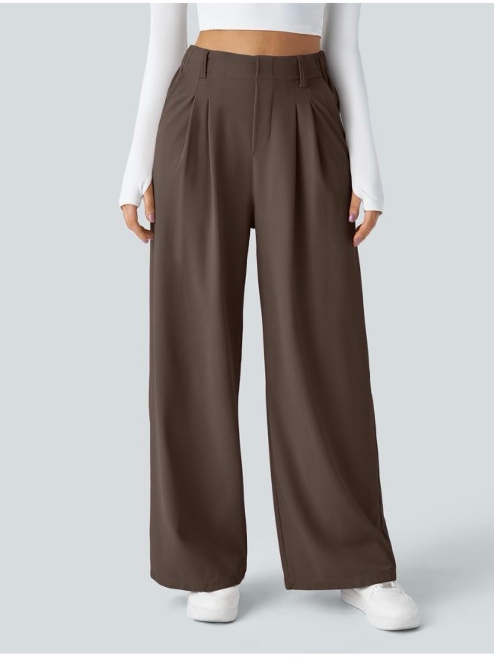 Halara Flex™ High Waisted Pocket Wide Leg Waffle Work Pants in Chocolate Martini